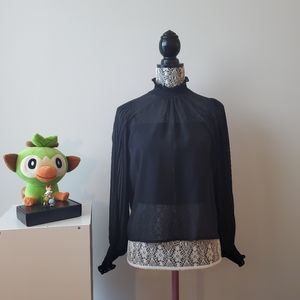 Black Ruffled Turtleneck